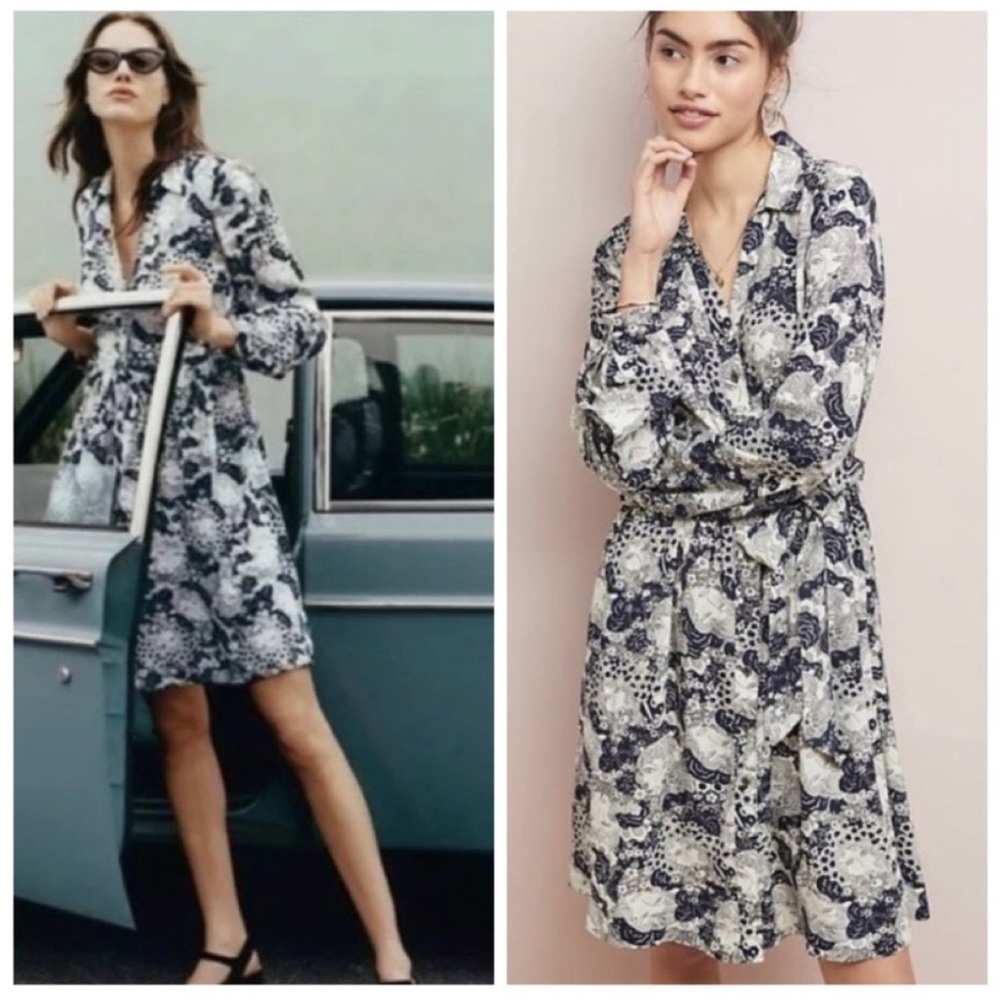 ANTHROPOLOGIE 52 conversations colloquial long-sleeved shirt dress size 6